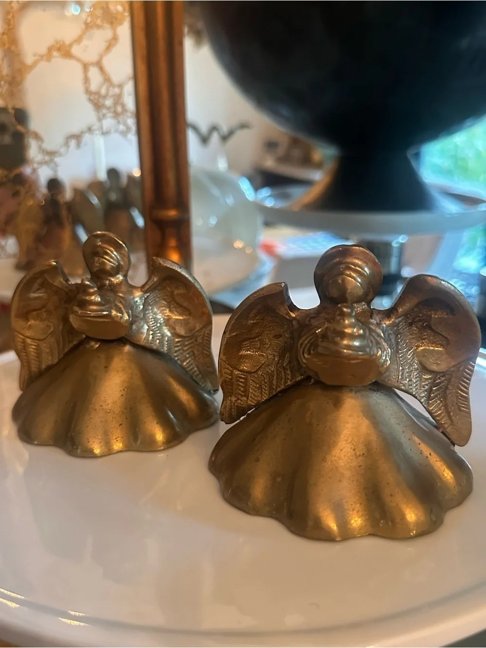 S/2 Brass Angel Figure taper candle holders